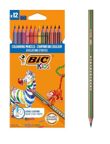 BIC COLOR KIDS EVOLUTION PASTELLI MINA 3.2 mm COLORI ASSORTITI CONF 12 Pz.